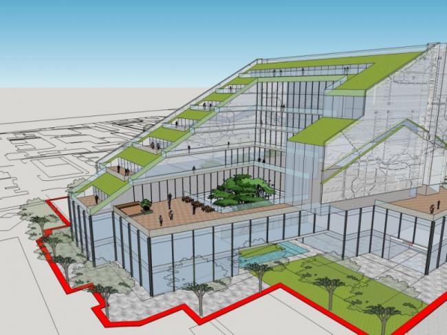 Modern Multi-Story Office Building Model in SketchUp