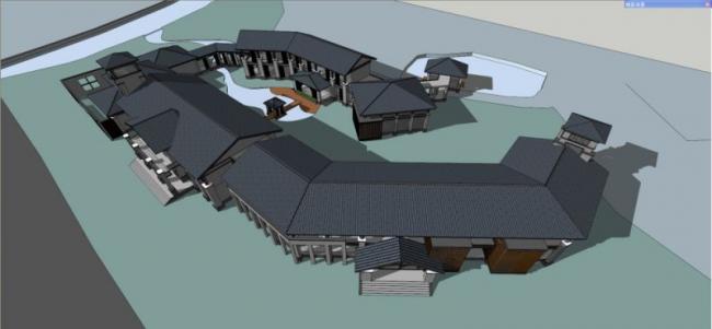 SketchUp Business Model: Multi-Story Commercial Club in Modern Chinese Style