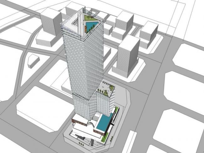 Modern Multi-Story Commercial Complex Modeled in SketchUp