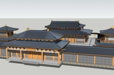 SketchUp Model of a Multi-Story Ancient Chinese Temple Complex-BIM WORLD