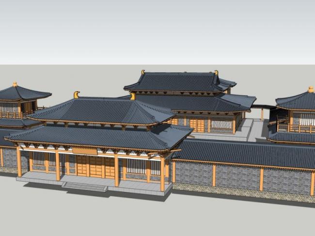 SketchUp Model of a Multi-Story Ancient Chinese Temple Complex