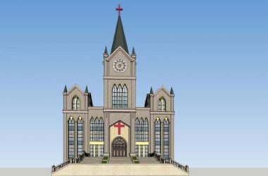 SketchUp Cultural Model: Multi-Story Classical Church Architecture-BIM WORLD
