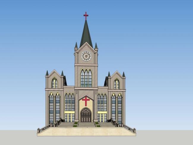 SketchUp Cultural Model: Multi-Story Classical Church Architecture