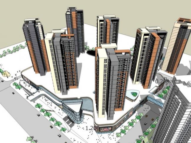Modern Multi-Story Commercial Complex Designed in SketchUp