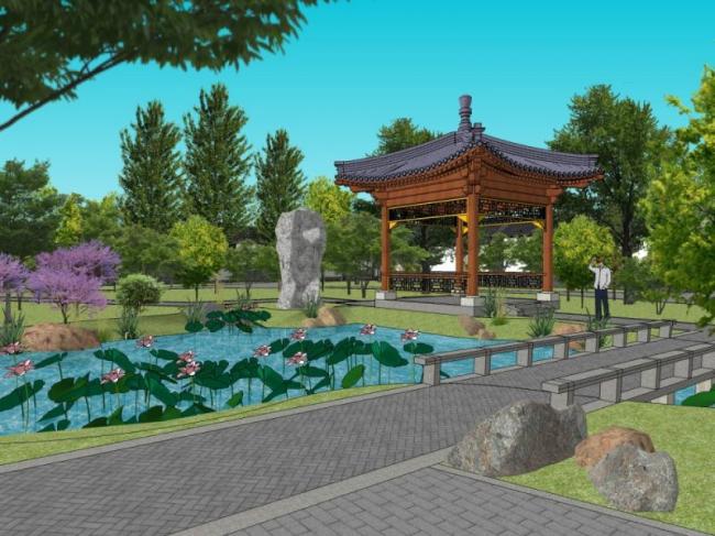 SketchUp Landscape Model: Traditional Chinese Garden and Architecture Design