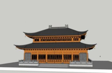 SketchUp Model of Multi-Storey Shakya Mani Hall: Traditional Chinese Ancient Architecture-BIM WORLD