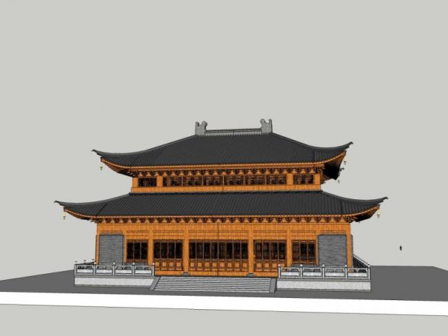 SketchUp Model of Multi-Storey Shakya Mani Hall: Traditional Chinese Ancient Architecture