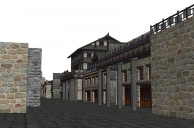 SketchUp Business Model: Multi-Story Chinese-Style Commercial Street Design-BIM WORLD