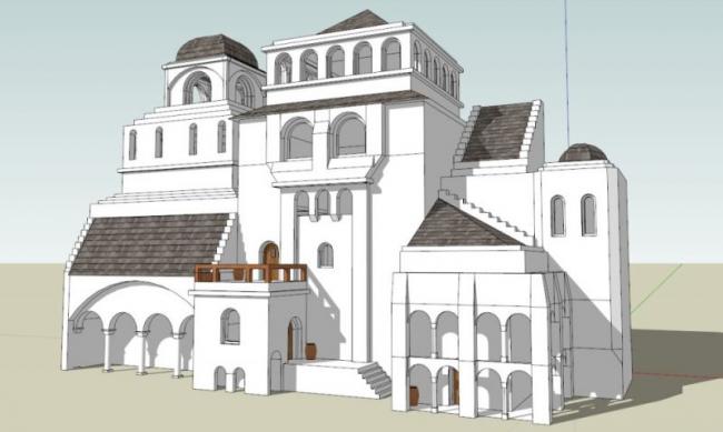 SketchUp Cultural Model: Multi-Story Greek Activity Center in Classical Architectural Style