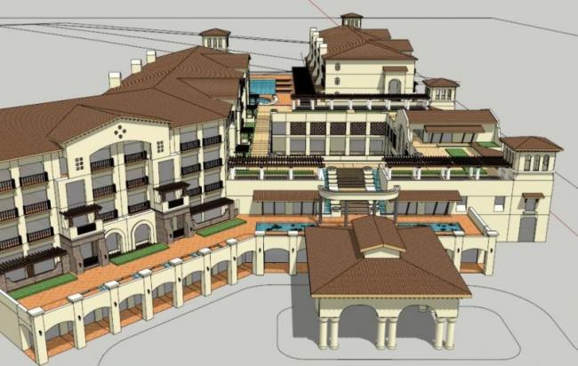 SketchUp Multi-Story Hotel Model | Spanish and Classical Styles