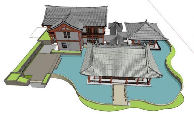 SketchUp Model of Song Dynasty Multi-Story Garden: Traditional Chinese Architecture and Garden Design