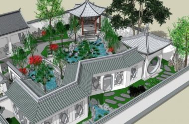 SketchUp Landscape Model: Traditional Chinese Jiangnan Garden Design-BIM WORLD