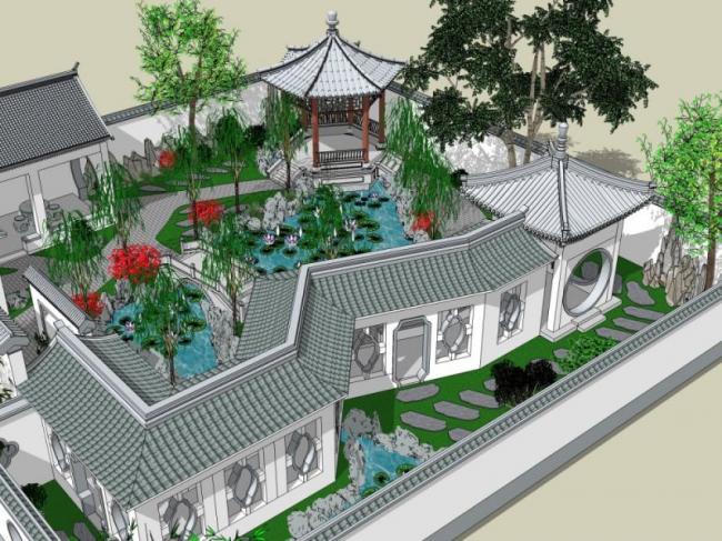 SketchUp Landscape Model: Traditional Chinese Jiangnan Garden Design
