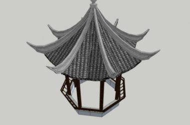 Chinese-Style Pavilion Sketch Model in SketchUp-BIM WORLD