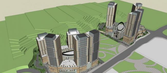 SketchUp Complex Model: Modern Super High-Rise Commercial Building