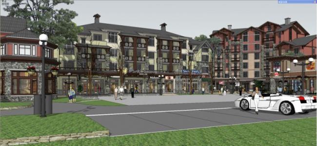 SketchUp Business Model: Multi-Story Classical Commercial Street Design