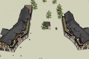 SketchUp Business Model: Classical-Style Commercial Entrance Building-BIM WORLD