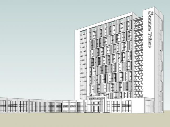 Modern High-Rise Hotel Model in SketchUp