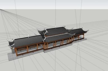SketchUp Model of Ancient Chinese Architecture: Corridor Bridge and Cultural Design-BIM WORLD
