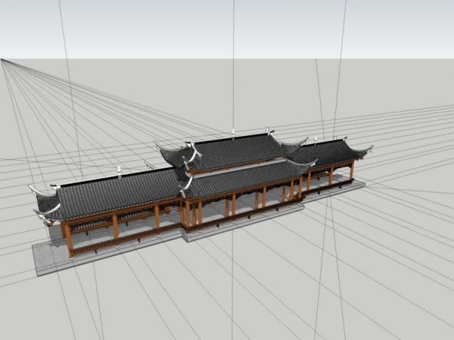 SketchUp Model of Ancient Chinese Architecture: Corridor Bridge and Cultural Design