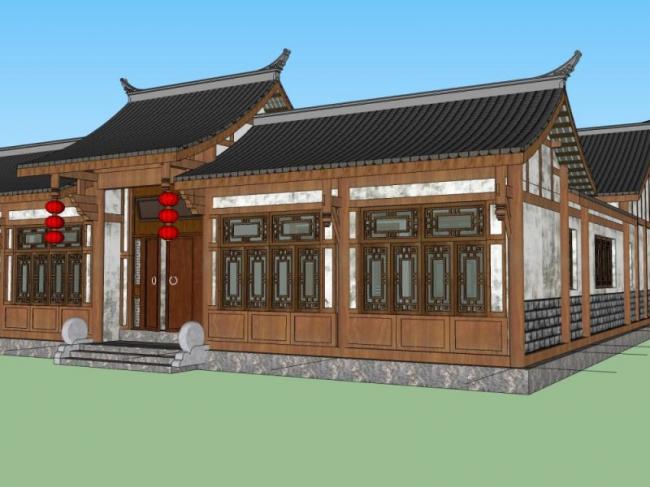 SketchUp Residential Design: Multi-Story Courtyard Building in Traditional Chinese Style