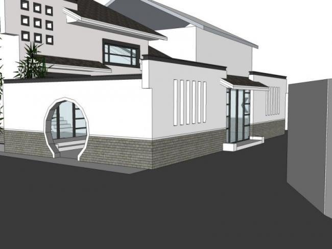 SketchUp Business Model: Multi-Story Clubhouse in Oriental Neoclassical Style