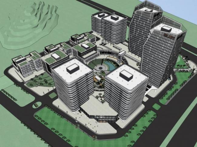 Modern Multi-Story High-Rise Mixed-Use Commercial Complex in SketchUp