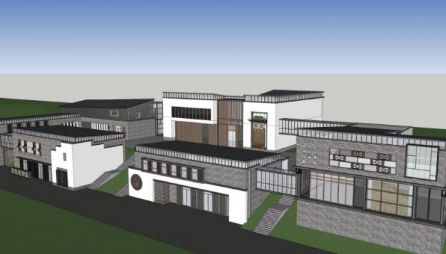 SketchUp Business Model: Wedding Base with Modern Chinese Style