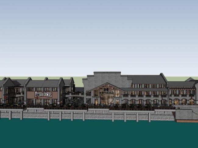 SketchUp Business Model: Multi-Story Commercial Street in Modern Chinese Style