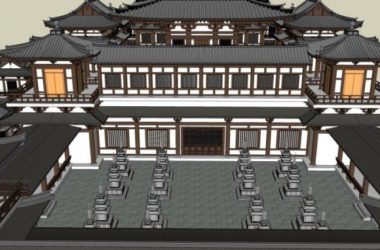 SketchUp Model of an Ancient Multi-Story Chinese Temple-BIM WORLD