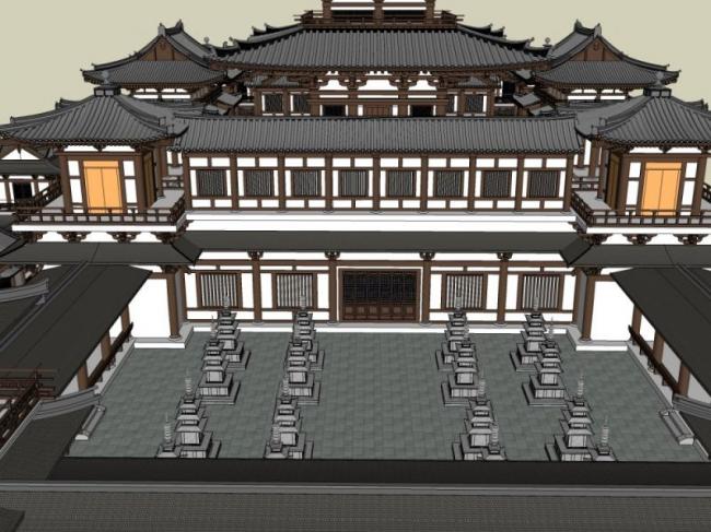 SketchUp Model of an Ancient Multi-Story Chinese Temple