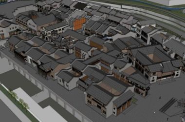 SketchUp Business Model: Multi-Story Commercial Street in Modern Chinese Style-BIM WORLD