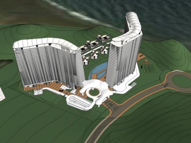 Modern Super High-Rise Hotel Model in SketchUp