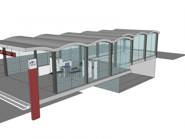 SketchUp: Modern Station Road Bridge with Subway Entrance and Exit