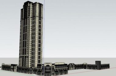 Western Classical High-Rise Residential with Ground Floor Commercial Space in SketchUp Model-BIM WORLD