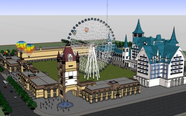 SketchUp Cultural Model: Multi-Story Amusement Park with Classical Architecture