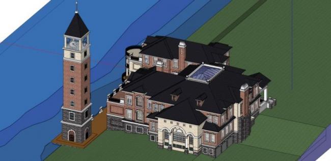 Multi-Story Cultural Activity Center with Clock Tower | Classical Architectural Design in SketchUp