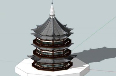 SketchUp Model of a Multi-Story Octagonal Pavilion in Traditional Chinese Architecture-BIM WORLD
