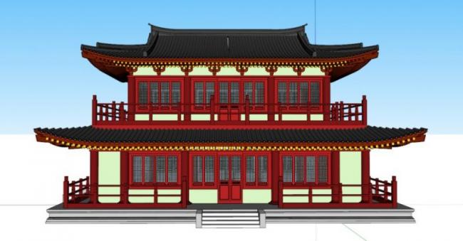 SketchUp Model of Ancient Chinese Architecture with Multi-Story Attic
