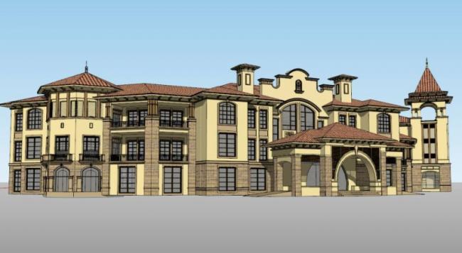 SketchUp Business Model: Multi-Story Classical European Style Clubhouse