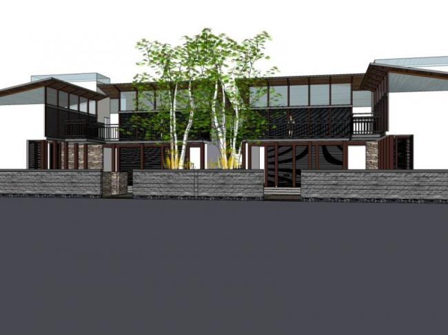 Modern Chinese Style Courtyard Residential Model in SketchUp