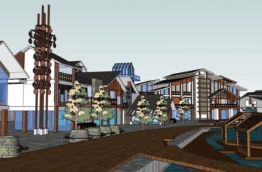 SketchUp Business Model: Multi-Story Commercial Street in Modern Chinese Style-BIM WORLD