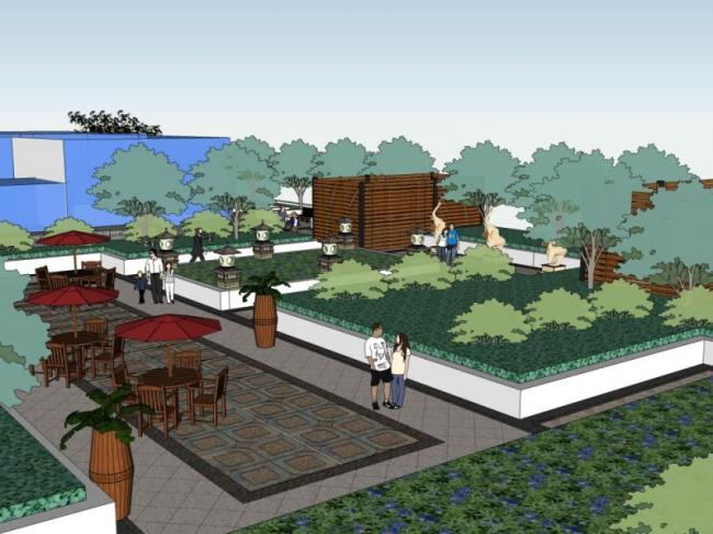 Modern Roof Garden Design | SketchUp Landscape Model