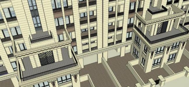 SketchUp Residential Model: Multi-Story Classical Style Home