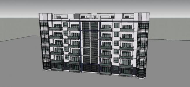 Modern Multi-Story Residential Model in SketchUp