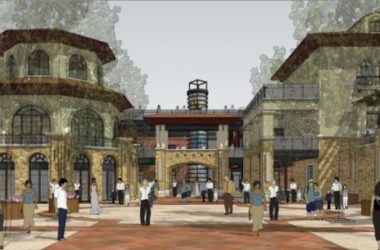 SketchUp Business Model: Multi-Story Commercial Street in Classical and Spanish Styles-BIM WORLD