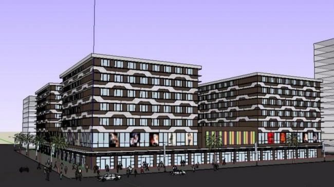 SketchUp Business Model: Modern Multi-Story Commercial Street Design