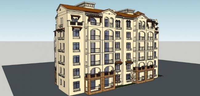 Classical Multi-Story Residential Model in SketchUp
