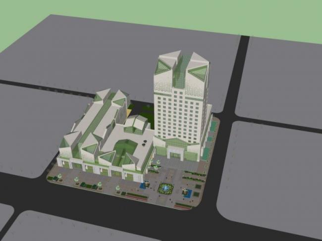 Modern Multi-Story Commercial Complex in SketchUp
