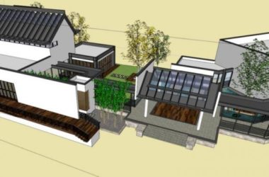 SketchUp Business Model: Modern Chinese Low-Rise Clubhouse Design-BIM WORLD